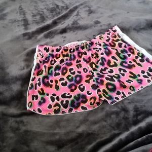 Girls pink leopard shorts size 18